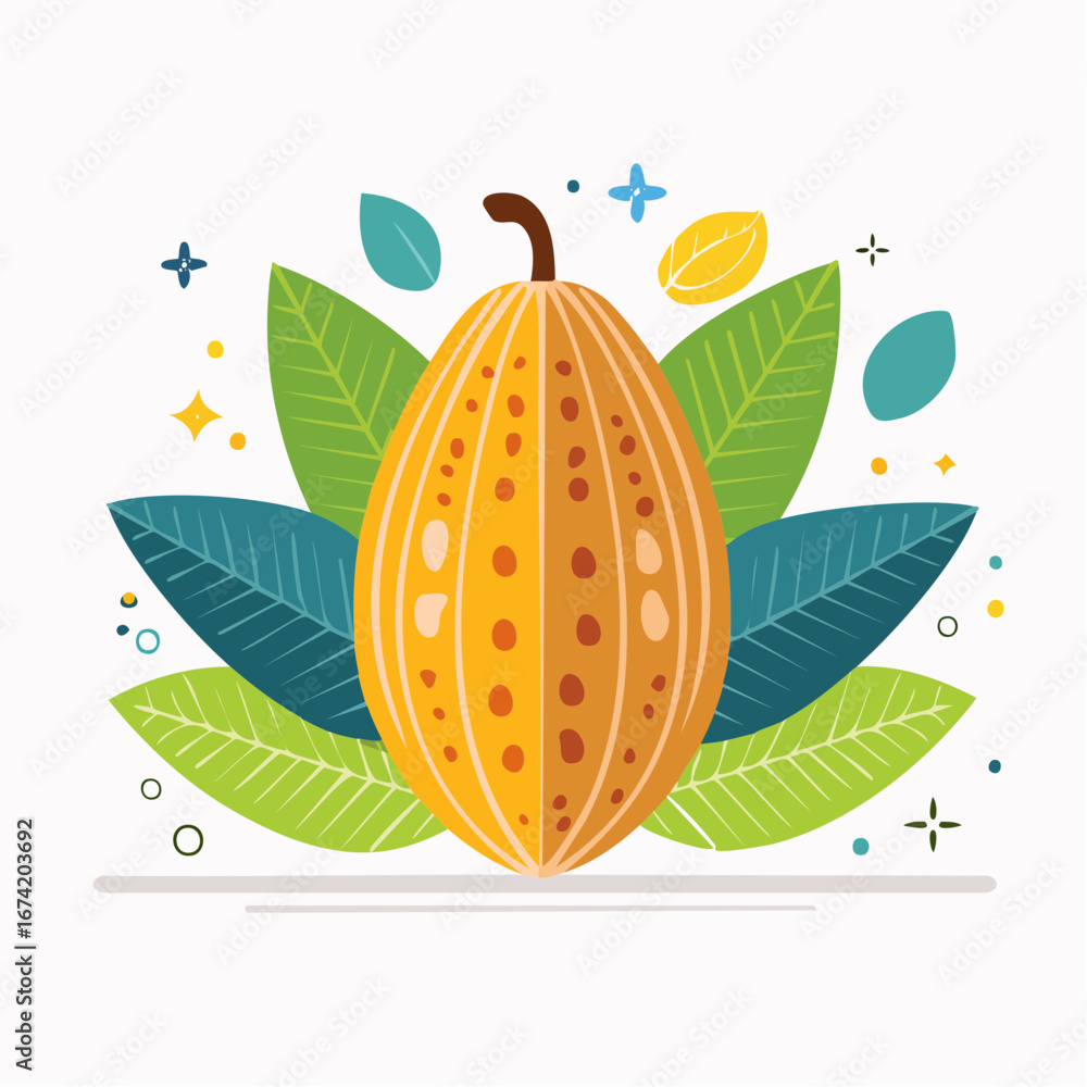 Obraz premium Colorful Chocolate Bean Illustration With Leaves