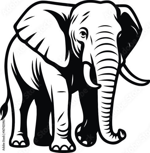 Mighty Elephant Outline Vector - Symbol of Strength and Wisdom