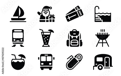 Set of travel and holiday icons