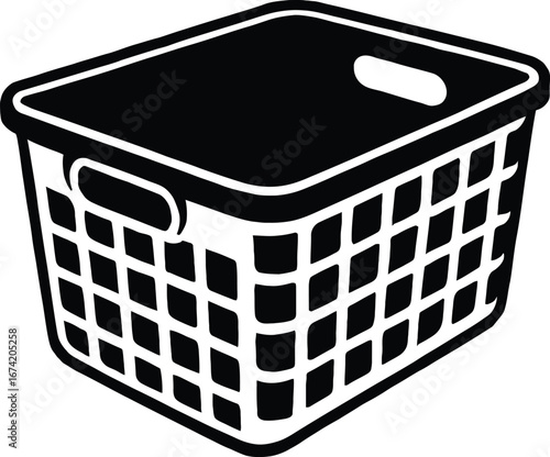 Laundry Basket Outline Icon - Simple Symbol for Housekeeping and Cleaning