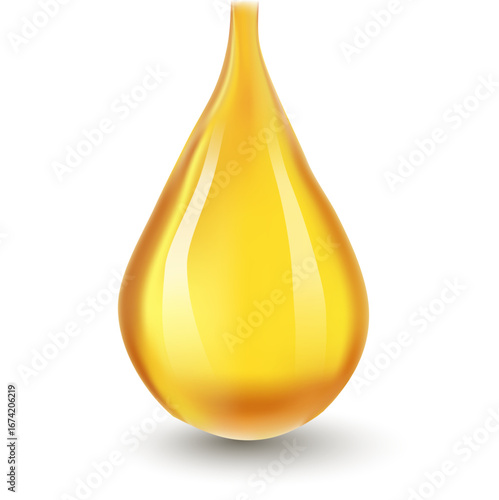 Realistic vector drop of oil on a white background. Mesh grid.