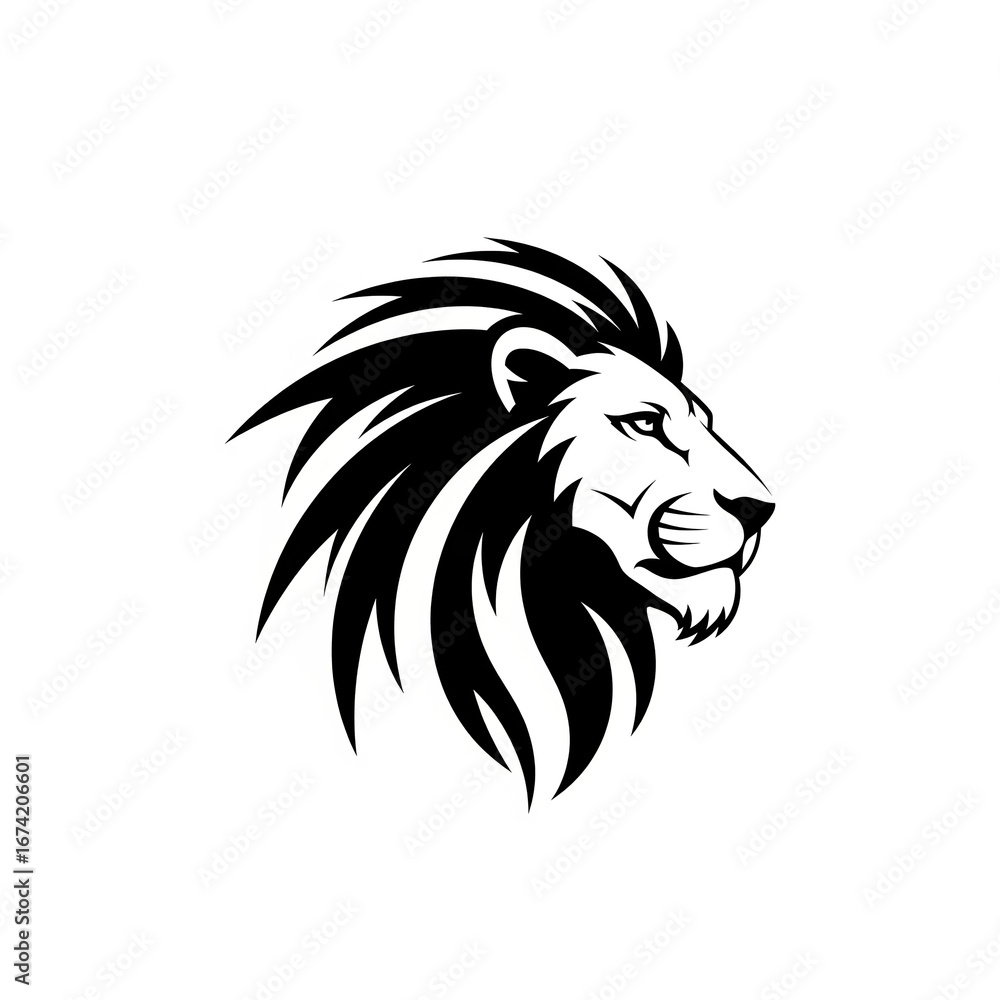 Fototapeta premium Majestic African lion head emblem on a red shield