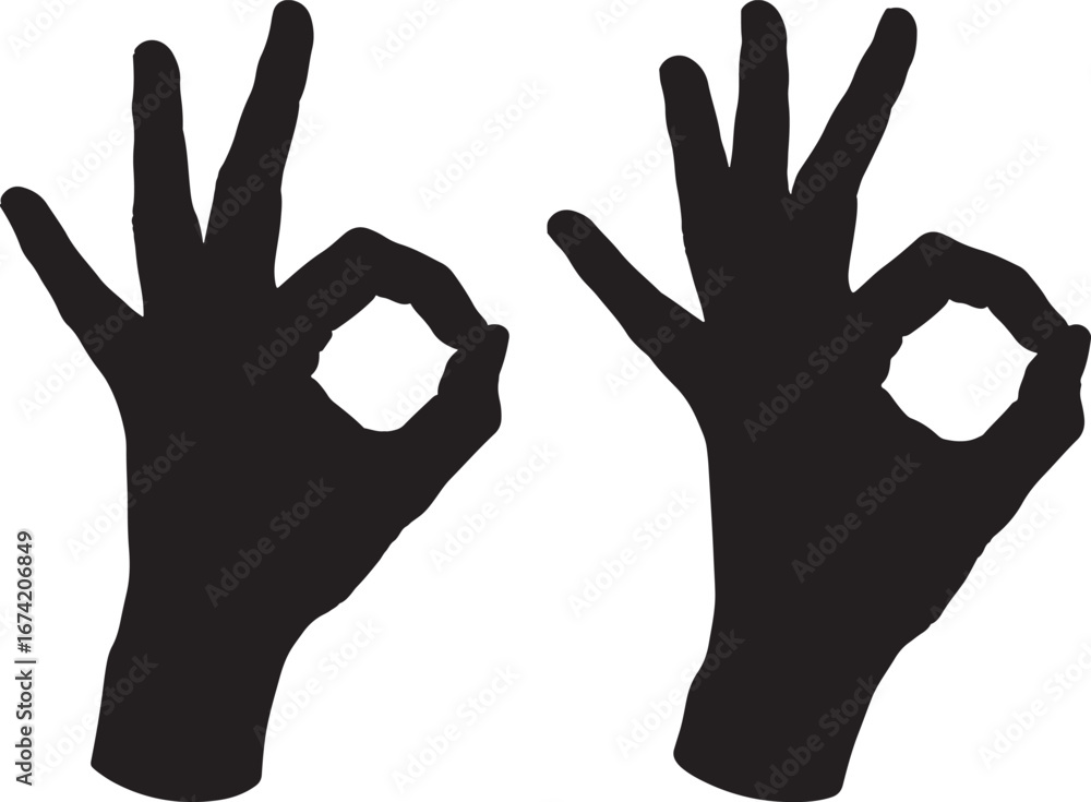 Obraz premium Two black hand silhouettes making the ok gesture