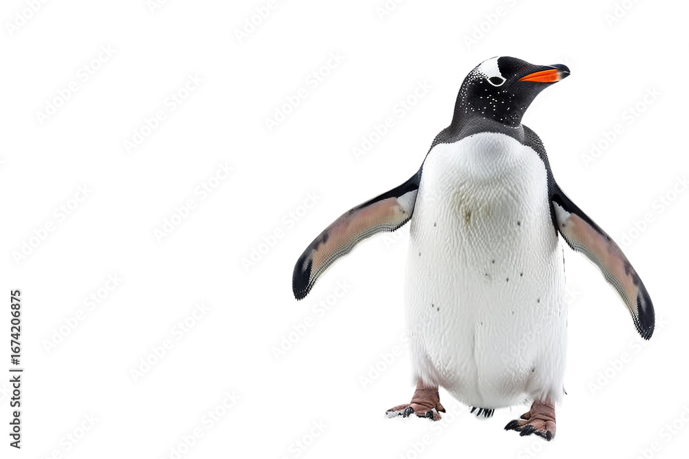 Fototapeta premium Penguin isolated on transparent background perfect for wildlife posters educational materials and animal-themed advertisements