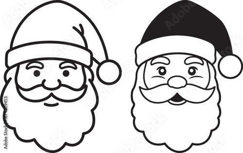 Two santa claus faces silhouette