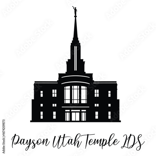 Payson Utah LDS Temple SVG, Religious Vector illustration, Church silhouette cricut