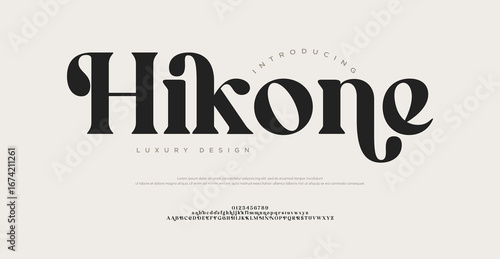 Hikone Elegant alphabet letters font logo. Minimal modern urban fonts for logo, brand etc. Typography typeface uppercase lowercase and number. vector illustration