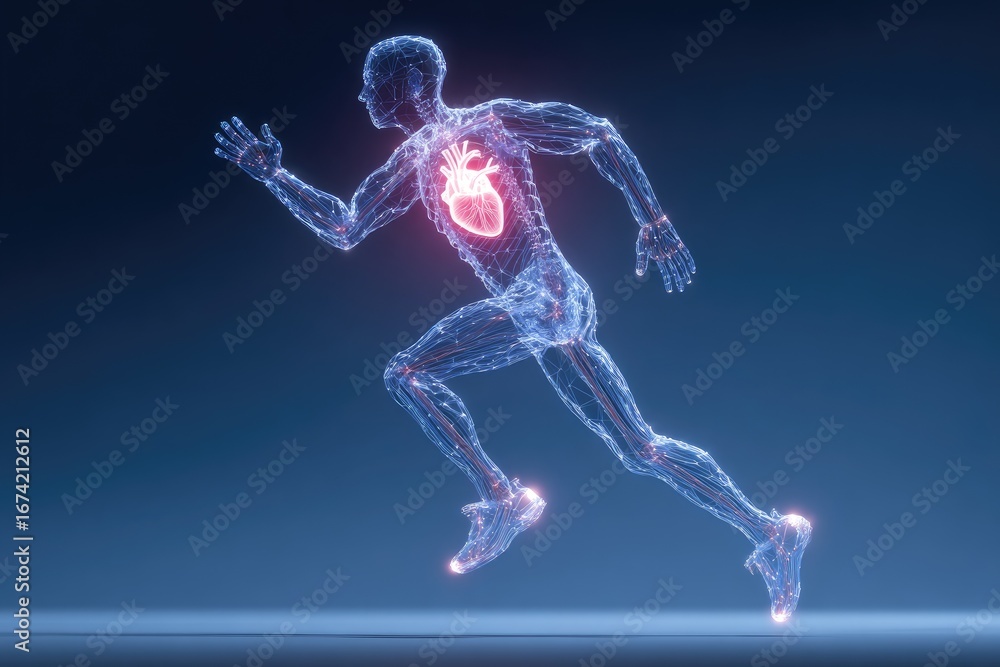 Fototapeta premium Running body, highlighted heart