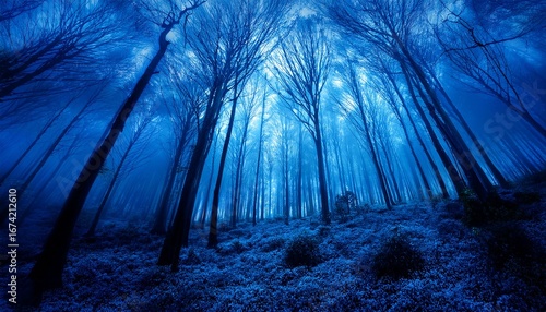 enchanted blue forest a mystical night in the woods