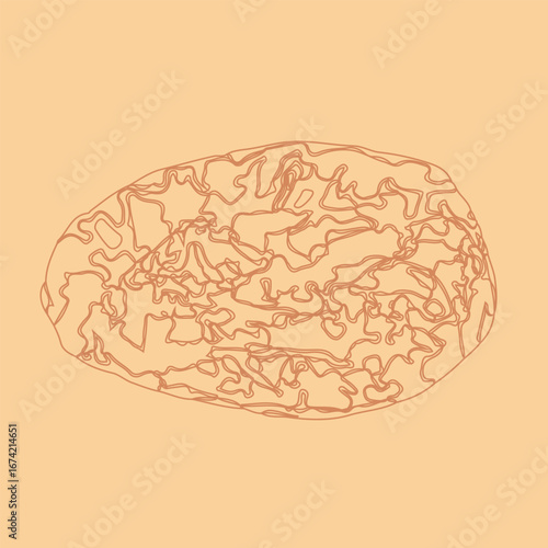 Brain or mind side view line art vector color background