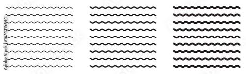 Waves line set. Wave ornament pattern. Set of wavy zigzag lines. Wave thin line background. Vector zigzag and wavy horizontal underline. Vector illustration