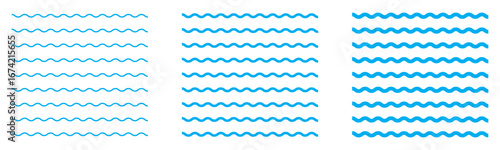 Waves line set. Wave ornament pattern. Set of wavy zigzag lines. Wave thin line background. Vector zigzag and wavy horizontal underline. Vector illustration