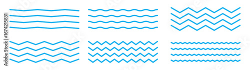 Wave line and wavy zigzag pattern lines. Vector black underlines, smooth end squiggly horizontal curvy squiggles. Wave line and wavy zigzag lines. Black underlines wavy curve zig zag line pattern