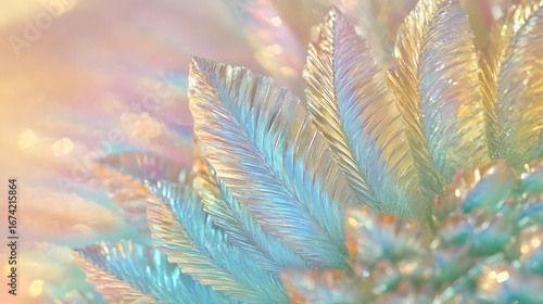 Iridescent Pastel Feathers Abstract Background