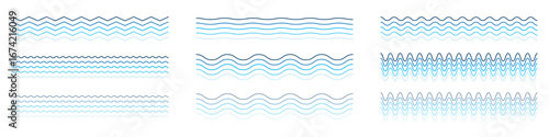Waves line set. Wave ornament pattern. zigzag and wavy horizontal editable underline. Wave thin line background.