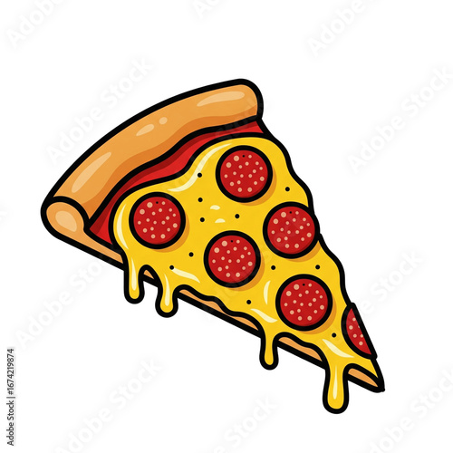 Delicious Pepperoni Pizza Slice with Melting Cheese.