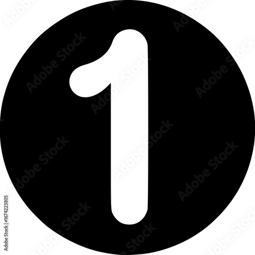 Number One: A bold, minimalist design featuring the number 1 prominently displayed within a contrasting circular background.
