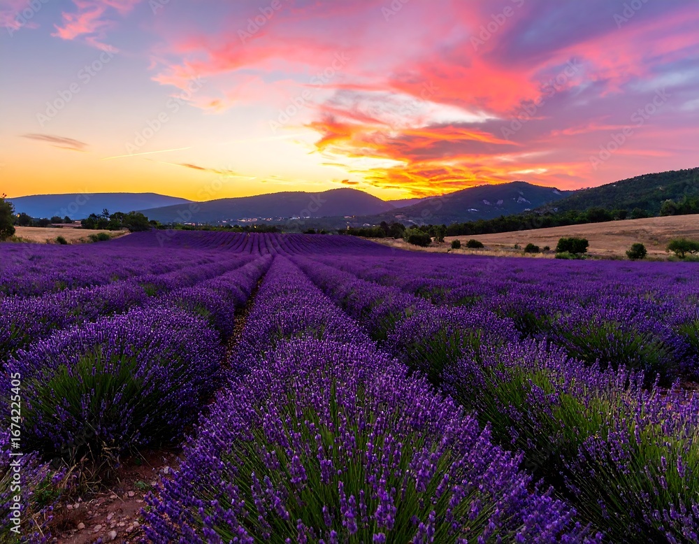 Fototapeta premium Lavender field at sunset (4)
