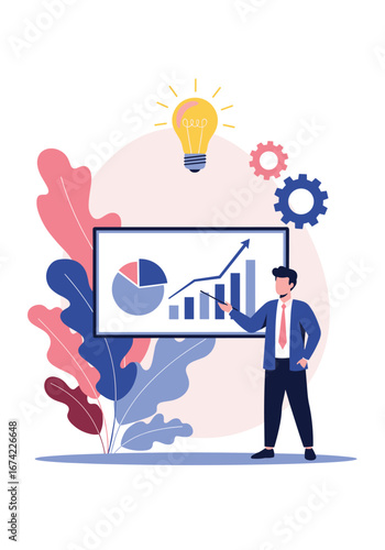 Strategic business growth analysis presentation showing financial performance improvement through data visualization and insightful planning