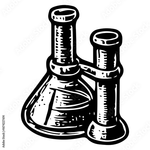 Classic Laboratory Flasks Icon for Chemistry and Science Design