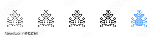 Artificial Intelligence Investment Icon Different Style Outline Collection Set 