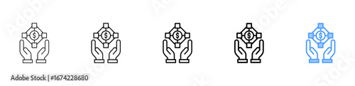 Blockchain Funding Icon Different Style Outline Collection Set 