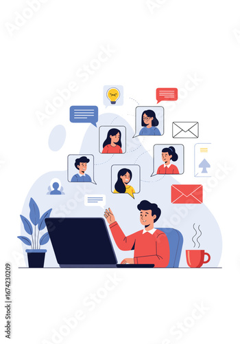 Online collaboration platform connecting diverse teams through virtual communication and project management tools