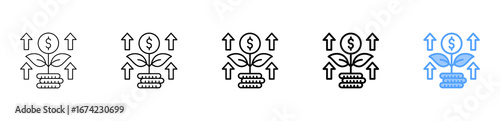 High Investment Icon Different Style Outline Collection Set 