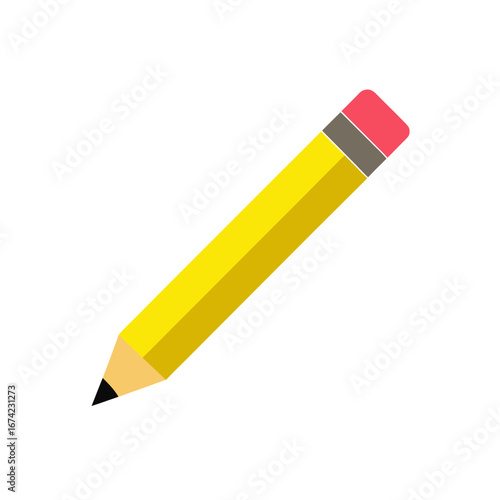 Illustration of a yellow graphite pencil on transparent background