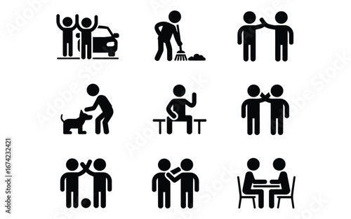 Activities and interactions icon set