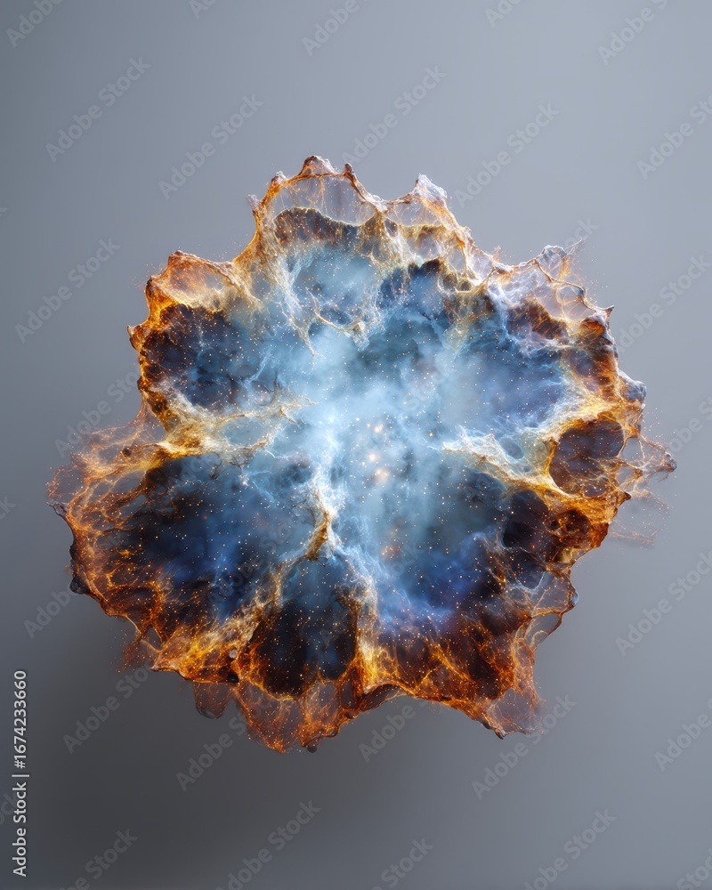 Fototapeta premium Nebula bloom on muted background. Illustrative for universe, science, or cosmology