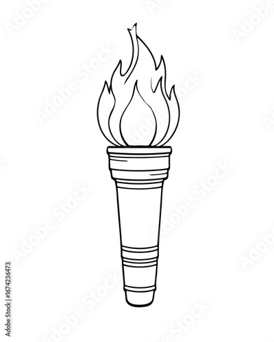 Torch Vector Illustration with Flame Design for Symbolism and Light Representation Artwork