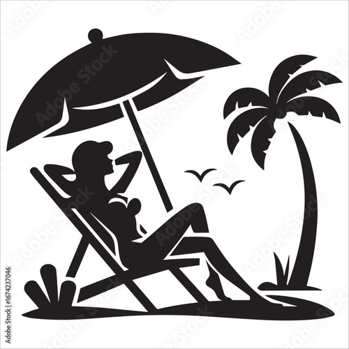 Woman Relaxing On The Beach