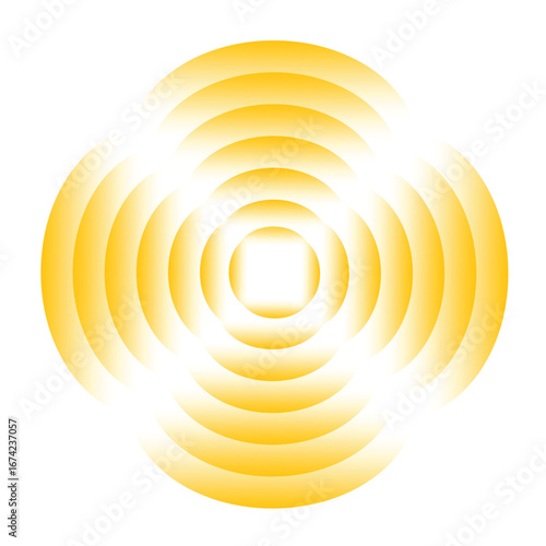 Radiating Sun Vector Illustration with Concentric Circles for Energy and Warmth Design