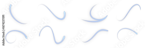 Luminous blue laser streak with glowing blur and motion trail isolated on transparent background. Futuristic speed effect for abstract decoration, poster banner design, or technology background.
