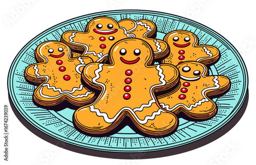 Colorful gingerbread cookies on a decorative plate for festive occasions