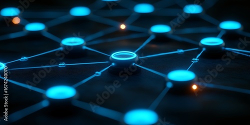 future technology network connectivity concept in neon blue and dark tones