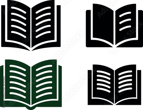 Open book icon set education and reading symbol collection