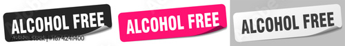 alcohol free sticker. alcohol free sticker set on white background