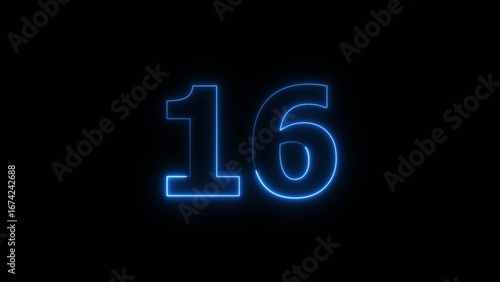 Free Download Neon business 16 number icon illustration background. Countdown number icon illustration. - GFXLoad