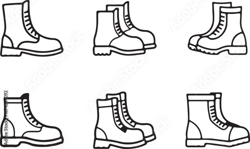 Work boots icon line art vector illustration
