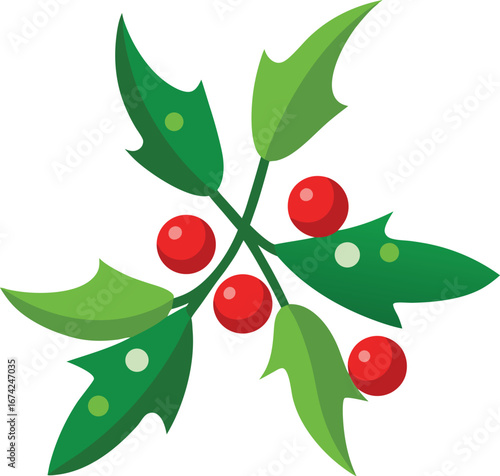 Delicate Mistletoe Branch with Berries Illustration for Christmas and Winter Designs on Transparent Background detailed illustration mistletoe branch