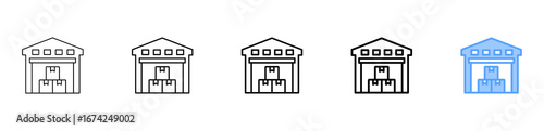 Warehouse Icon Different Style Outline Collection Set 