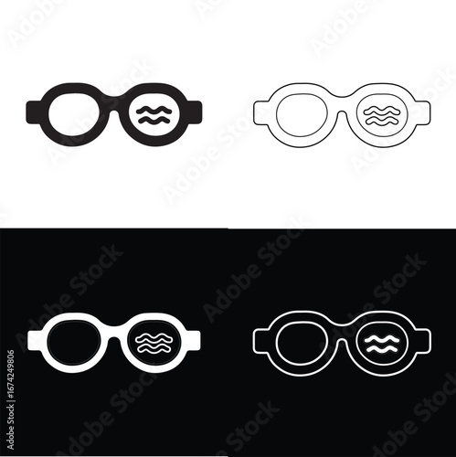 Sunglass Set Vector silhouette illustration logo art Sunglasses icon set. Black silhouette of black cartoon sunglasses isolated on white background. Vector illustration.