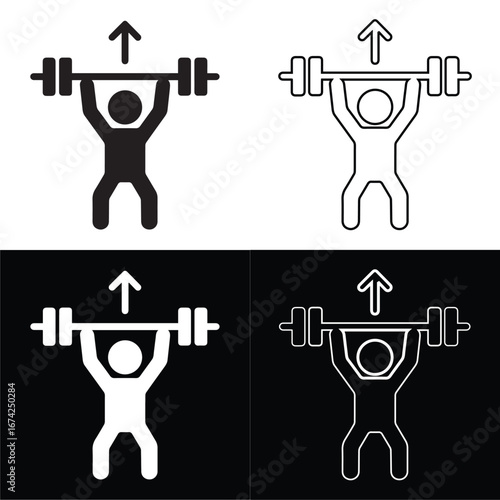 Workout Icons Silhouette Collection – Bodybuilding & Exercise Poses Gym Workout Pose Icon Silhouette Set – Fitness Action Vector Pack 
