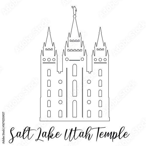 Salt Lake Utah LDS Temple Sketch, Religious drawing, Church Clipart