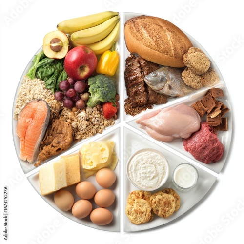 Food groups arranged in a circular diagram