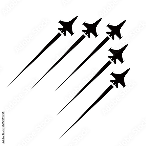 contrail and fighter jet silhouette,Fighter jets performing aerobatic flyovers at air shows and major events