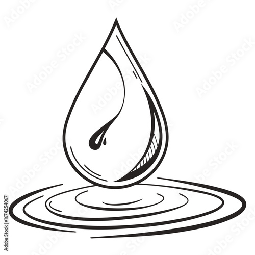 Water drop with ripples, representing purity and essence
