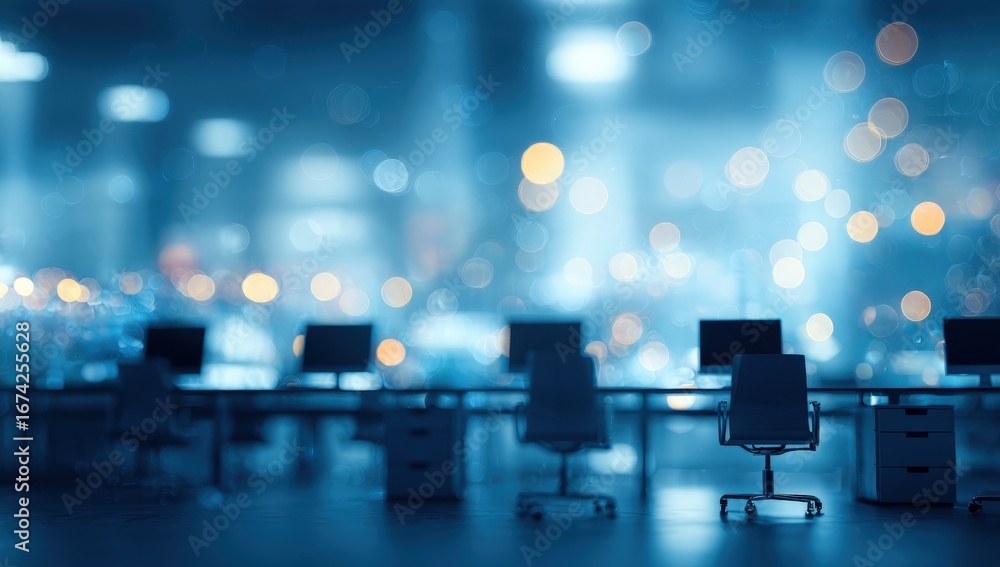 Fototapeta premium Blurred office space at night (1)